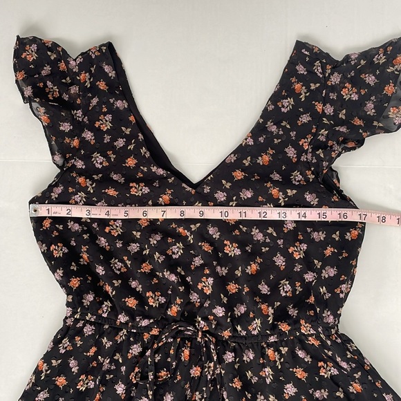 The General Good Black Ruffled V-Neck Floral Sundress Small - Picture 12 of 15